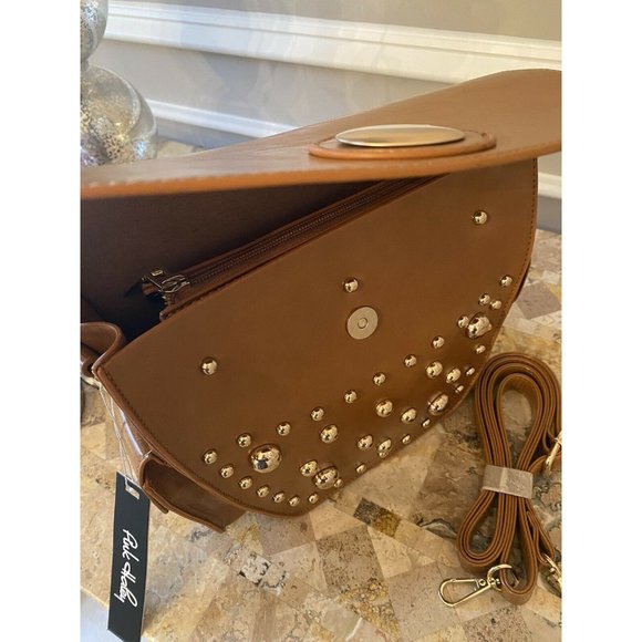 New PINK HALEY Nancy Women Studded Crossbody Bag Brown NWT - Picture 5 of 8